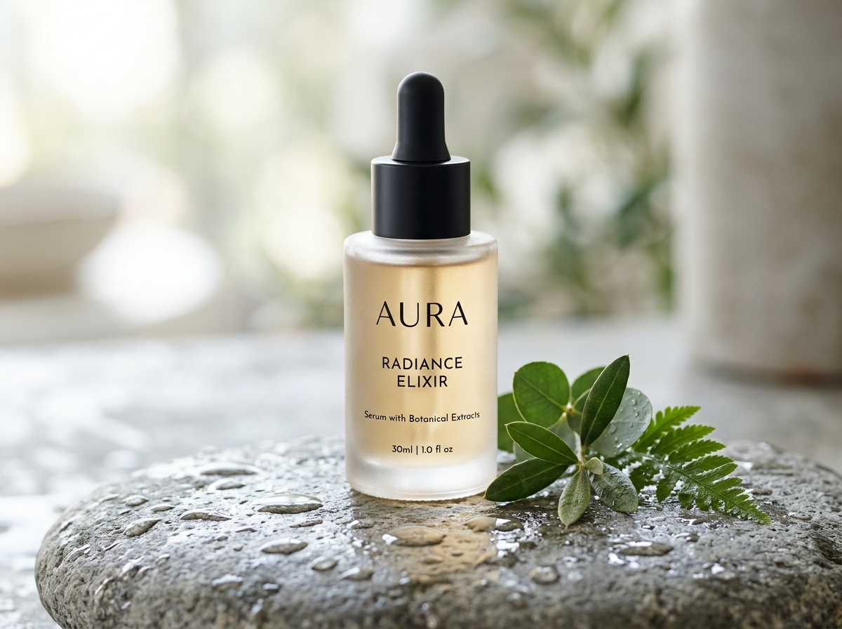 Luxury eco-friendly frosted glass bottle on stone